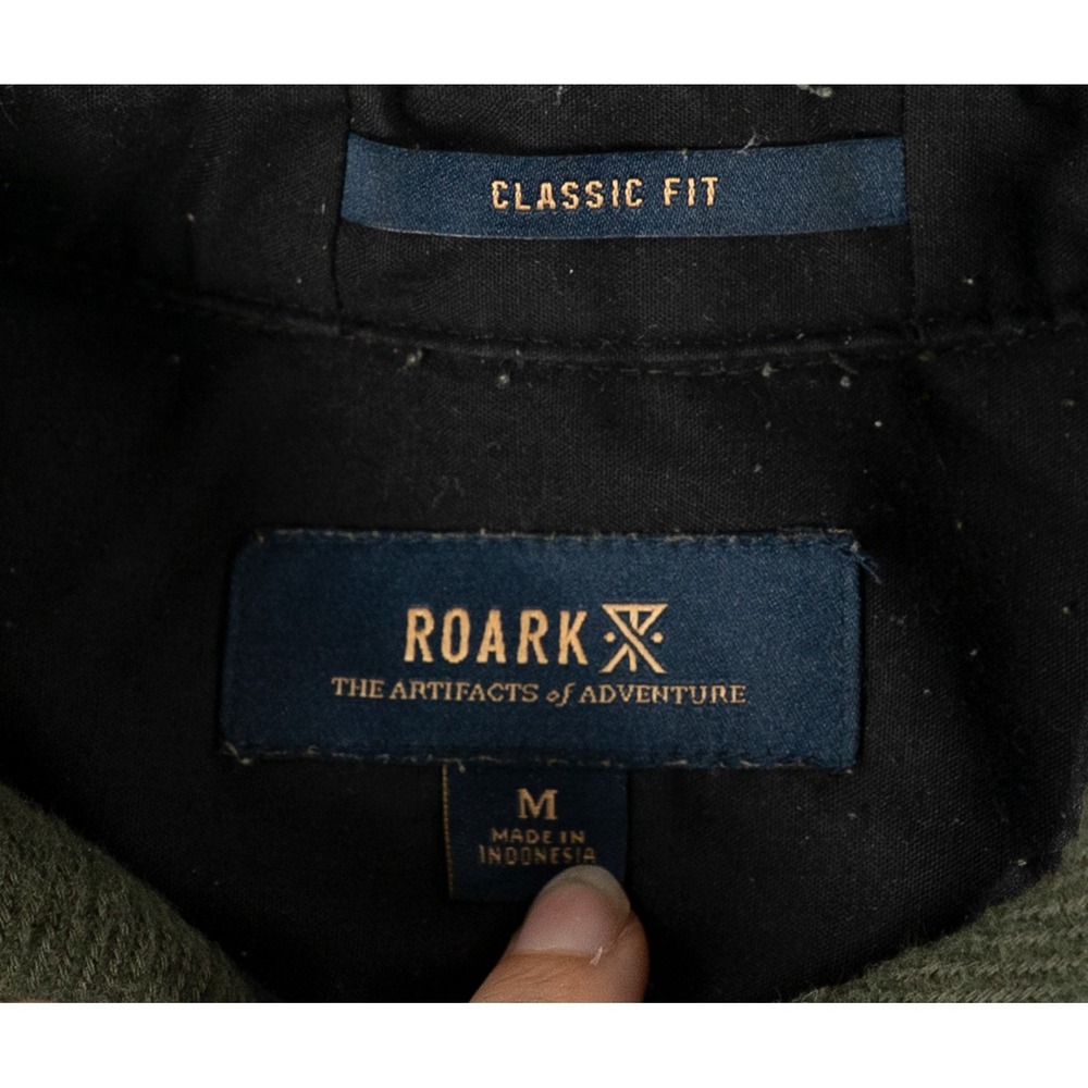 Roark Mens Flannel Shirt Classic Fit Southwestern Stripe Green Medium Cotton image 3